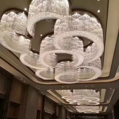 Customized K9 Crystal Chandelier for Hotels Banquet Halls Large Round Oval Shape Flush Mount with Project Installation Service
