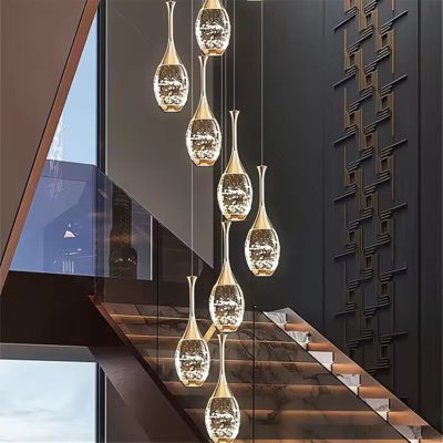 Simple Led Crystal Chandelier Modern Personality Creative Spherical Ceiling Lighting Luxury Hotel Apartment Lobby Hanging Lamp