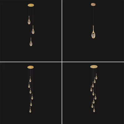 Simple Led Crystal Chandelier Modern Personality Creative Spherical Ceiling Lighting Luxury Hotel Apartment Lobby Hanging Lamp