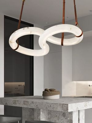 Modern Figure Eight Shape Design Living Room Kitchen Island Dining Desktop Spanish Natural Alabaster Pendant Lights