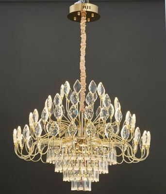 French Luxury Large Crystal Chandeliers Gold Wedding Ceiling Decoration Gorgeous Pendant Lights