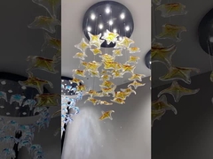 Không tiêu chuẩn tùy chỉnh thủy tinh Maple Leaf Chandelier khách sạn tiệc nghệ thuật trang trí kỹ thuật ánh sáng
