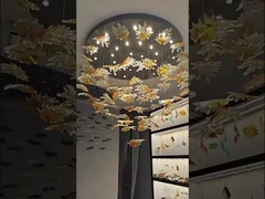 Không tiêu chuẩn tùy chỉnh thủy tinh Maple Leaf Chandelier khách sạn tiệc nghệ thuật trang trí kỹ thuật ánh sáng