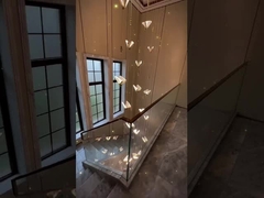 Nordic Light Luxury Silver Mountain Crystal Chandelier cho Villa Duplex cầu thang