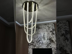 Multilayer High End Foyer Foyer lớn đèn chùm tròn tròn tròn tròn tròn tròn đèn chống rỉ sét