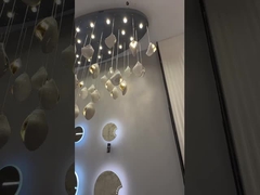 Nội thất Villa Hotel Home G4 loại bóng đèn nhôm giọt nước Villa cầu thang Led Crystal Chandelier