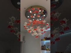 Modern Villa Loft Apartment Đèn cầu thang với ba màu sắc thay đổi Crystal Chandelier