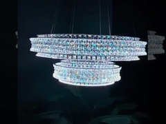 Đèn chùm tròn 100cm hiện đại Đèn chùm trong nhà bằng sắt / đồng / pha lê bằng vàng