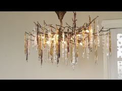 Giới thiệu Đèn chùm pha lê sắt dây điều chỉnh 80cm Pha lê khói Trần nhà ISO9001 240V Dành cho bạn