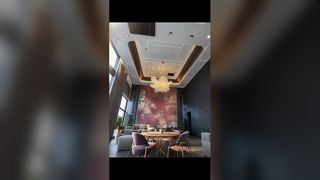 Champagne vàng cao cấp nghệ thuật đèn chùm cho triển lãm nghệ thuật