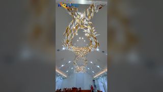 Đèn chùm ruy băng pha lê nghệ thuật tùy chỉnh cho phòng tiệc Câu lạc bộ Hành lang khách sạn Phòng bán hàng