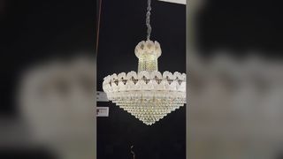 Đèn chùm pha lê thủy tinh Fuchsia lộng lẫy phong cách Empire trang trí bàn nhà hàng đèn thả lớn