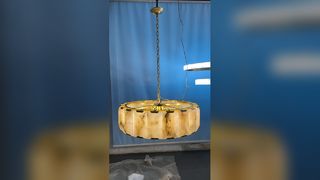 Đèn dây chuyền cao cấp bằng sắt Scagliola với bóng đèn đá cẩm thạch