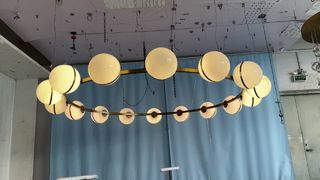 Chiếc đèn lồng vàng hiện đại trang trí nhà phòng ngủ phòng khách LED Ring Glass Pearl Hanging Lamp