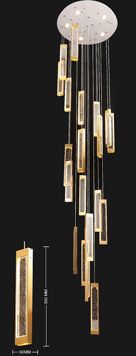 New Modern Luxury Gold Light Crystal Chandelier Loft Led Pendant Lights Hotel Lobby Stair High Ceiling Chandeliers Lamp