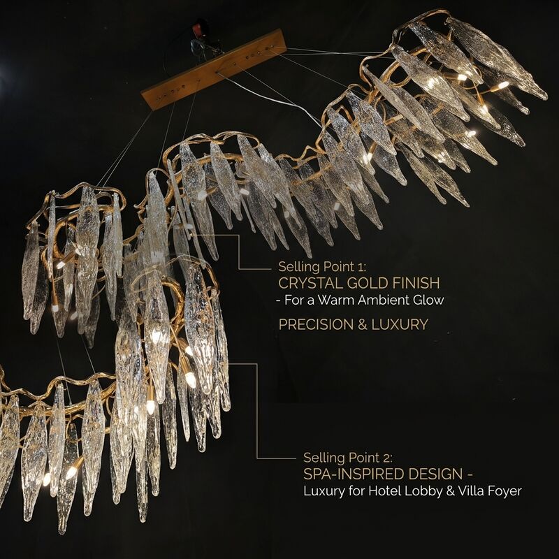Grand Villa Crystal Pendant Chandelier Light Custom Marble Hanging Fixture Luxury Dining Decor