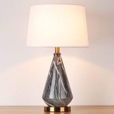 Bàn làm việc bằng vải đầu giường Bóng râm Đế đèn bàn gốm trắng D35*H63CM E27 85lm/W