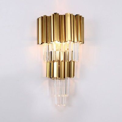 E14 * 3 E14 * 2 Hoàn thiện bằng vàng và đèn treo tường pha lê 6500K 4000K cho gia đình trong nhà