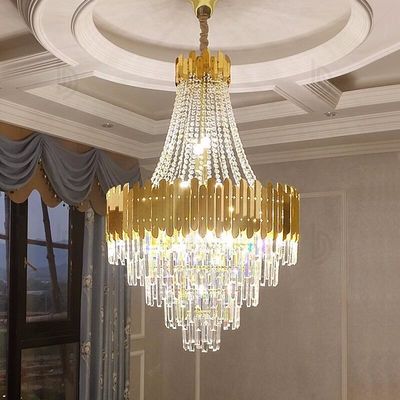 E12 chống rỉ Modern Crystal Lobby Chandelier Bọch vàng Phòng ăn Chandelier ISO9001