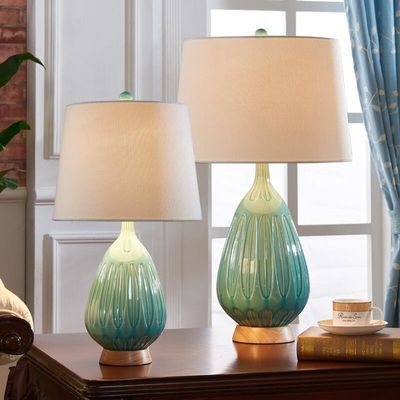 Trang trí nội thất Đèn bàn gốm tròn truyền thống Nguồn sáng 31W 41W E27