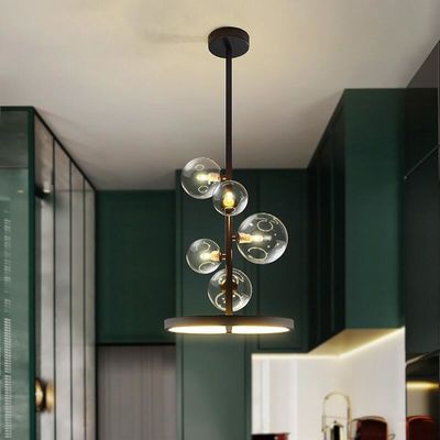 Đèn Led treo Bắc Âu hiện đại Đèn mặt dây chuyền thủy tinh Dia28 / 48cm với cực dài
