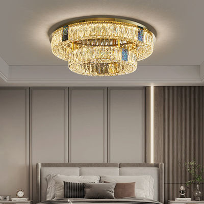 Đèn chùm pha lê nhiều lớp hình tròn lớn có thể điều chỉnh độ sáng cho khách sạn gia đình