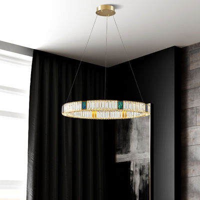 Đèn LED pha lê hiện đại rực rỡ Đèn chùm đôi nhẫn OEM cho phòng khách