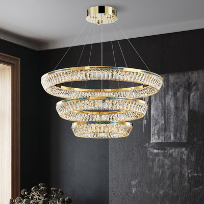 3000K đến 6500K Ba vòng Crystal Commercial Chandelier LED Source K9 Crystal