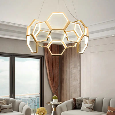Hexagon LED Acrylic Commercial Chandelier Đèn trang trí hiện đại Nguyên bản Capacity chịu lực mạnh