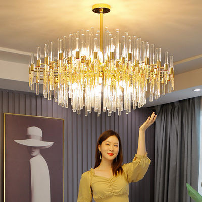 LED K9 Crystal Entryway Chandelier E14 6500K Đèn trần sang trọng vàng Crystal