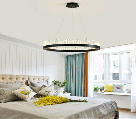 Đèn chùm tròn 100cm hiện đại Đèn chùm trong nhà bằng sắt / đồng / pha lê bằng vàng