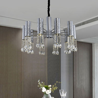 Đèn trần pha lê hiện đại bằng thép không gỉ Chrome có thể điều chỉnh 110v - 240v