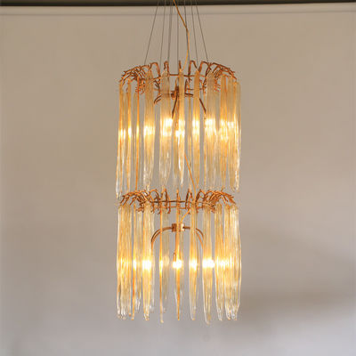 Luxury All Copper Post Đèn chùm cầu thang song công hiện đại với cá tính sáng tạo