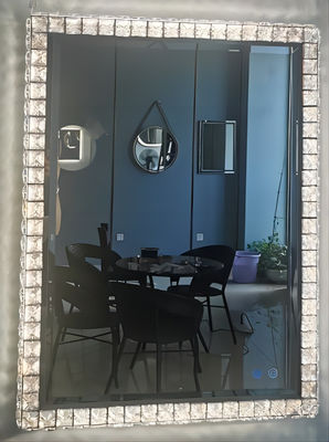 Gương hiệu ứng pha lê LED bằng thép không gỉ Gương trang điểm pha lê có đèn