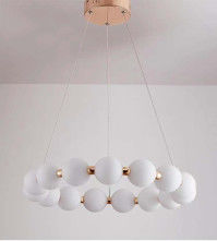 Phong cách Cream Pháp Phòng khách Bắc Âu Đèn đèn chùm Vòng Buddhist Bead Art Chandelier