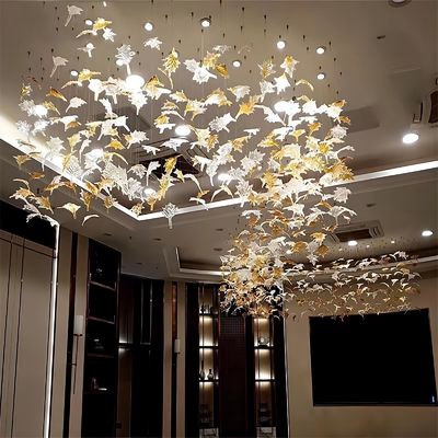 Không tiêu chuẩn tùy chỉnh thủy tinh Maple Leaf Chandelier khách sạn tiệc nghệ thuật trang trí kỹ thuật ánh sáng