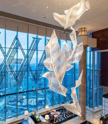 Custom Made Leaf Pendant Light Lobby lớn đèn chùm kính hiện đại trang trí ánh sáng