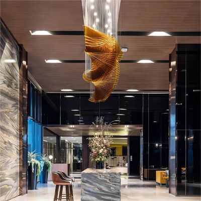 Wave Shaped Hotel Lobby Banquet Exhibition Hall Chandelier Nghệ thuật Đèn kỹ thuật tùy chỉnh