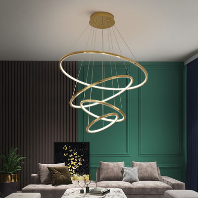 Ba màu làm mờ LED Modern Ring Trần nhà cao Đèn đèn chùm Dịch vụ tùy chỉnh