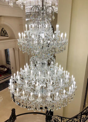 Đèn đèn chùm lớn trong suốt thực tế cho hai tầng tiền sảnh Châu Âu và Mỹ