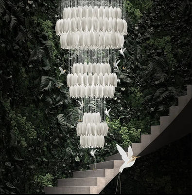 Thiết kế mới trang trí trần nhà cao Luxury đèn chùm mô hình biệt thự cầu thang gốm hoa Pendant ánh sáng