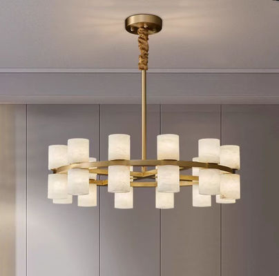 Chất lượng cao trang trí thời trang Tây Ban Nha Đèn đá cẩm thạch Phòng khách châu Âu Trần nhà cao cổ điểnQuartz đá tròn Chandeli