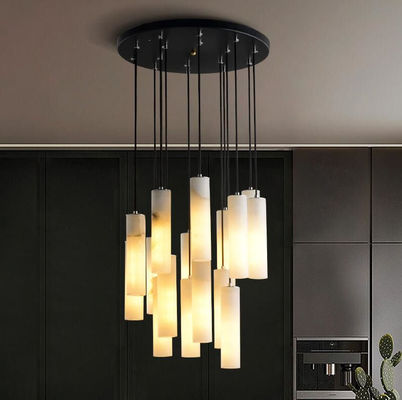 Đèn cao cấp thiết kế nghệ thuật sáng tạo Alabaster đèn chùm khách sạn sảnh ăn phòng dài dải đá cẩm thạch treo