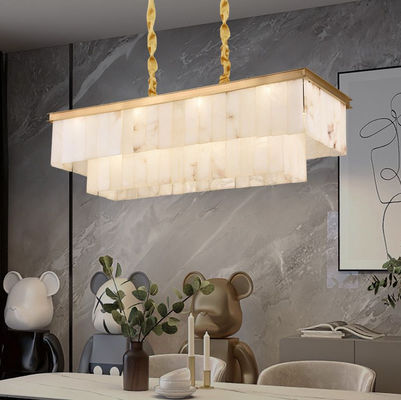 Trang trí nhà hiện đại kim loại đèn chùm Alabaster Marble Shade Khách sạn Phòng ăn Phòng Quần Đèn Đèn Đèn Đèn Đèn Đèn