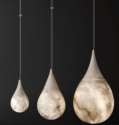 Creative Alabaster villa khách sạn Bedroom Bar Spherical Raindrop trang trí hiện đại LED đèn chùm Đèn đá cẩm thạch