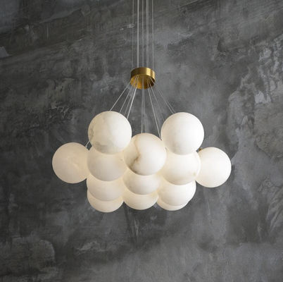 Thường xuyên vòng Alabaster cầu thang bóng trang trí đèn chùm thiên nhiên đá cẩm thạch LED đèn chùm chiếu sáng