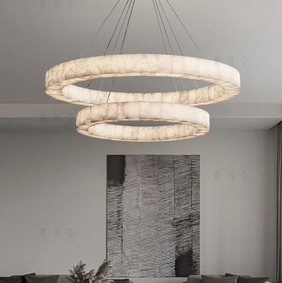 Đèn vòng tròn đặc biệt hiện đại của châu Âu Đèn vòng tròn màu trắng tự nhiên LED Alabaster Landelier cho phòng khách Phòng ăn