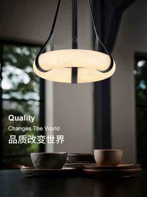 Chiếc đèn chùm da sang trọng Vòng tròn đá cẩm thạch Phòng ăn Phòng khách Nghệ thuật sáng tạo Álabaster Đèn treo Đèn treo