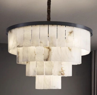 Phòng khách Alabaster Tây Ban Nha Bắc Âu trang trí đèn lồng đồng tròn Led đèn trần đá cẩm thạch thiết kế hiện đại cho phòng ngủ