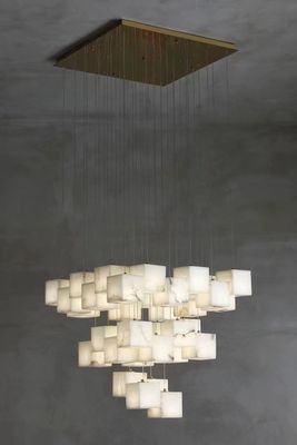 Đèn đèn chùm Alabaster sang trọng theo phong cách hiện đại biệt thự Trần nhà cao khách sạn Phòng hành lang cầu thang xoắn ốc Đèn đèn chùm